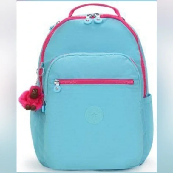 Kipling | Bags | Kipling Light Blue Backpack With Pink  display picture 3